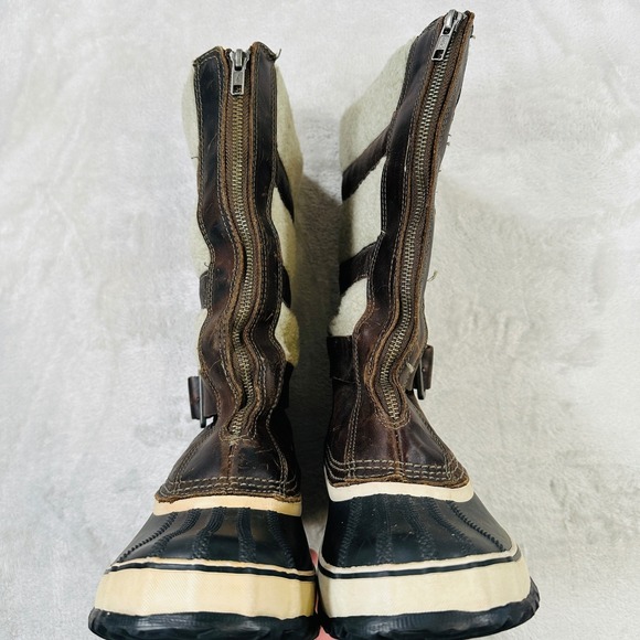 Sorel Waterproof Winter Boots Women's Size 6 Brown Leather - Picture 3 of 5